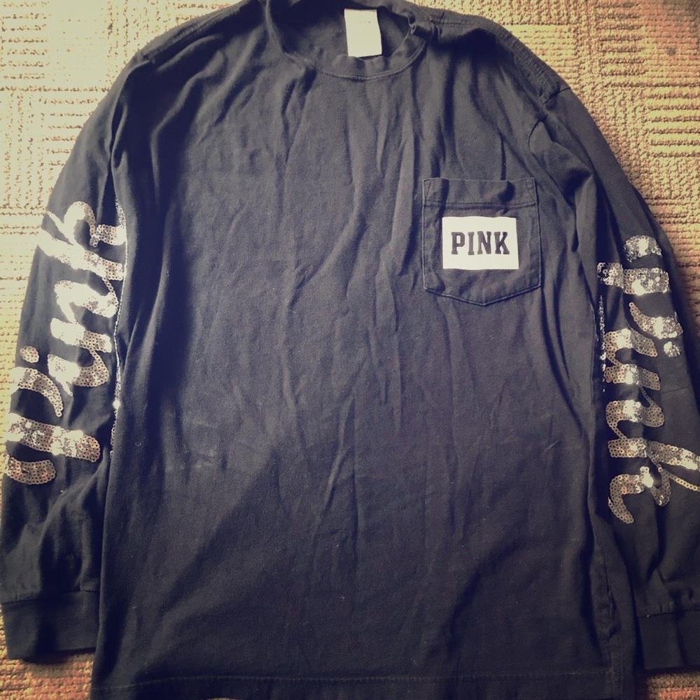 Black pink bling Top